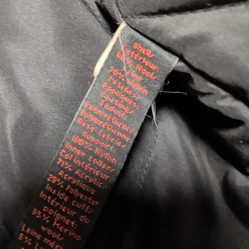 Vintage Banana Republic Mens L Black‎ Wool Blend Quilt Lined Jacket Mid Length